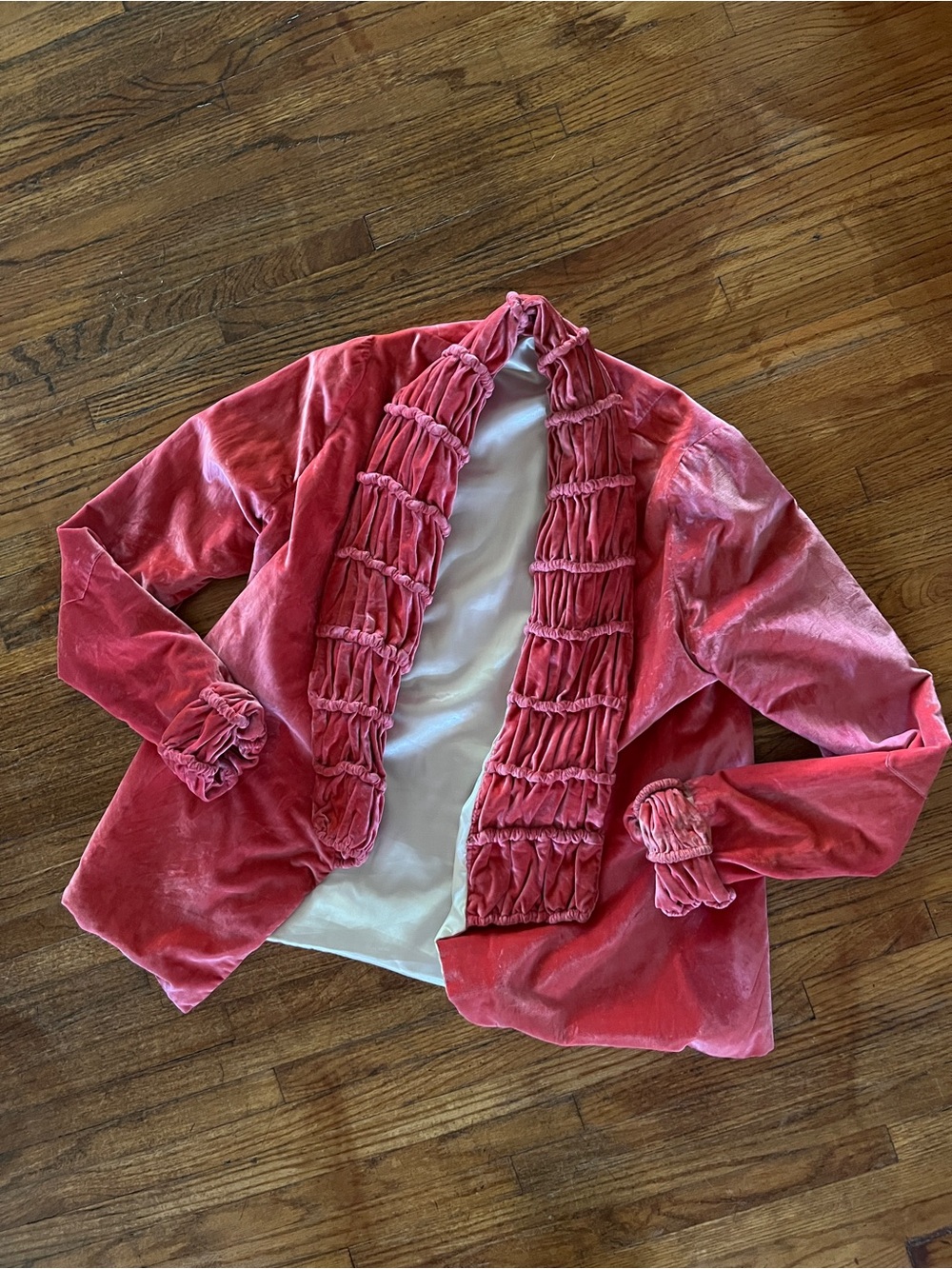 1920s Pink Velvet Ruched Women's Jacket